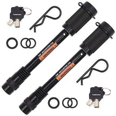 Imagem de TowWorks 79832 Keyed Alike 5/8" Trailer Hitch Lock with Extra Long 4-1/2" Span, Double Safety Tow Hitch Locking Pin for 3" Receivers and Adjustable Channel Mounts, 2-Pack