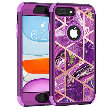 Imagem de Asuwish Capa de celular para iPhone 7plus 8plus 7/8 Plus capa de celular híbrida luxuosa linda mármore à prova de choque corpo inteiro resistente acessórios finos i Phone7s 7s 7+ 8s 8+ Phones8 7p 8p