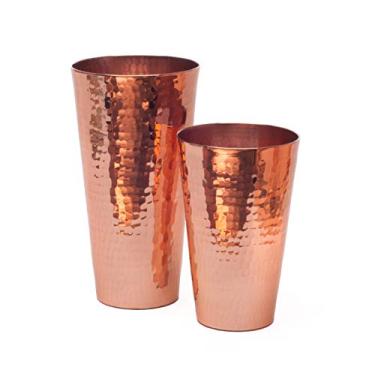 Imagem de Sertodo Copper Conjunto de coqueteleira Boston | Copos de 473 ml e 740 ml | 100% cobre puro, calibre pesado, feito à mão | Coqueteleira profissional Mixologist's Choice