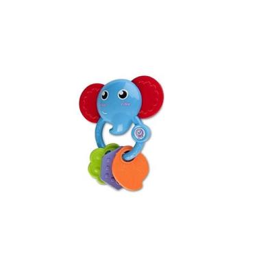 Imagem de Mordedor Chocalho Infantil Para Bebê 0 A 18 Meses Elefante Azul Zoop -