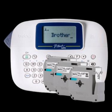 Imagem de Rotulador Brother Eletronico Portatil Branco com 3 Fitas - PTM95WTBP