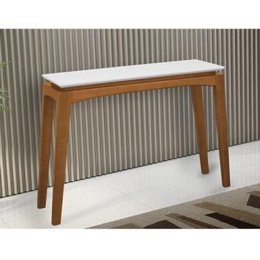 Imagem de Aparador De Sala Tampo Com Vidro 110x38,5cm Helena Off White Ideal Móveis Cerejeira