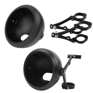 Imagem de Caçamba de farol de motocicleta CNC de 5,8 polegadas com suporte de montagem lateral CNC Braçadeiras de suporte de tubo de garfo de 46 a 50 mm, todas feitas de alumínio de para