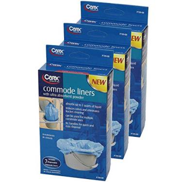Imagem de Revestimentos Carex Commode Forers, 21 Revestimentos - Serve para a maioria dos produtos, com pó absorvente, comporta líquidos de 2 quartos, descartáveis - 7 forros/caixa de vaso sanitário, pacote com 3