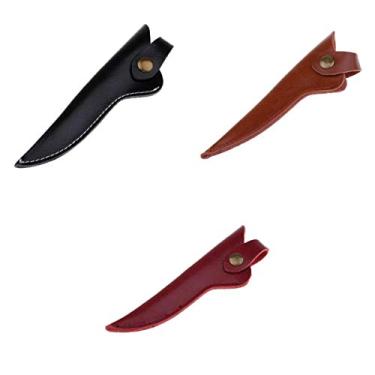 Imagem de Bolsa profissional para tesouras de salão de beleza de 16 cm feita de couro polido de alta qualidade - Conjunto de 3 estojos de suporte de ferramentas de barbeiro - Design retrô de cabeleireiro -