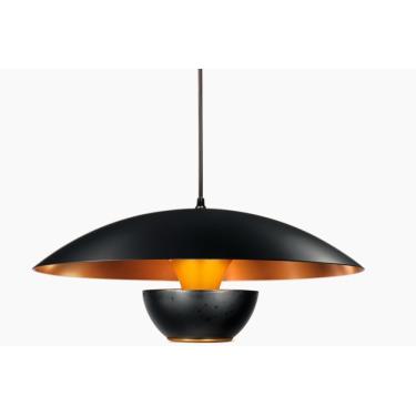 Imagem de Pendente Alumínio Nepal Preto FoscoXCobre Sólido P/1 Lâmpada E-27 19x41CM Ref.0150 - Nobre Luminárias Nobre Luminárias