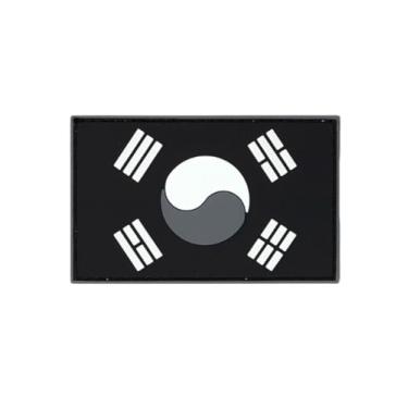 Imagem de Ruoming Ruoming 1 PÇÇ PÇ PÇS Patches Bandeira da Coreia do Sul Gancho e Laço Fixador Borracha PVC Tático Militar Nacional Coreia do Sul Patch (Preto e Branco)