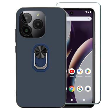 Imagem de Ranyi Capa para Bold K10 K0110WW com protetor de tela, BLU Bold K10, BLU G54, capa fina de TPU e suporte de anel giratório 360 de silicone para Bold K10 K0110WW /BLU G54 - azul