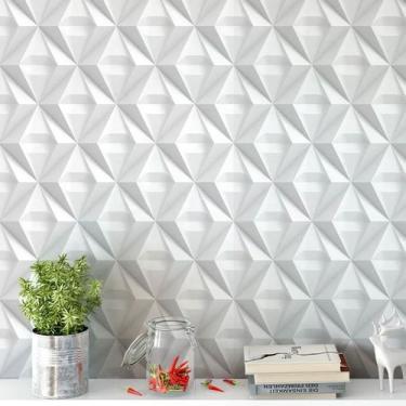 Imagem de Papel de Parede Para Quarto E Sala Gesso Triangular 3D Com Efeitos de 