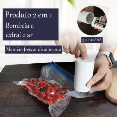 Imagem de Kit 1 Bomba Elétrica para Sucção de Ar e 3 Saco à Vácuo Armazenamento 