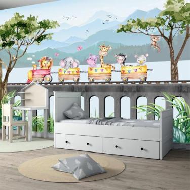 Imagem de Papel de Parede Foto Mural Adesivo Infantil Tema Trenzinho Safari Auto
