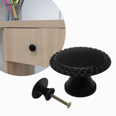 Imagem de Kit 6 unidades puxador botão para móveis - Telis Ferragens, PRETO FOSC