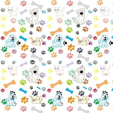 Imagem de Papel Parede Gato Cachorro Pegadas Ossos Adesivo Decorativo - LRP