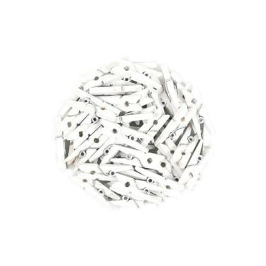 Imagem de Kit Mini Prendedor Pregador Em Madeira 2,5 Cm Branco 100 Un - Sunlit