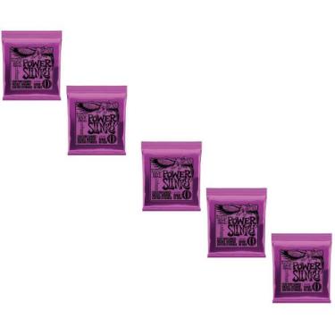 Imagem de Kit 5 Encordoamento Guitarra 011 Ernie Ball Power Slinky Níquel