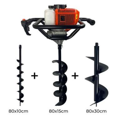 Imagem de Perfurador de Solo a Gasolina 52cc 2,5HP com brocas 80x10cm + 80x15cm 