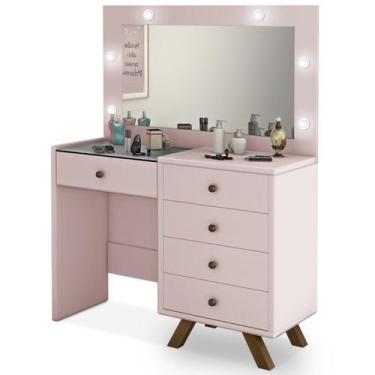 Imagem de Penteadeira Camarim Com Espelho 00809101 Rose LPA - Móveis Luapa, Rose