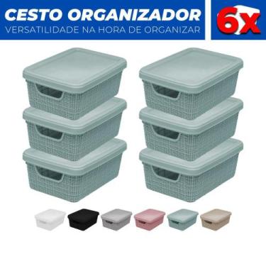 Imagem de Kit 6 Cestos Caixas Organizador Tampa Armário Gaveta 19x13 - Jaguar, V