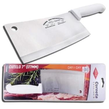 Imagem de Cutelo Machadinha Açougueiro Profissional Aço Inox 7 Corneta