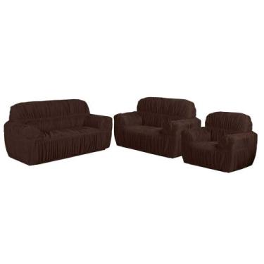 Imagem de Capa sofa 3x2x1 lugares malha gel 21 elasticos tabaco - ibitinga confe