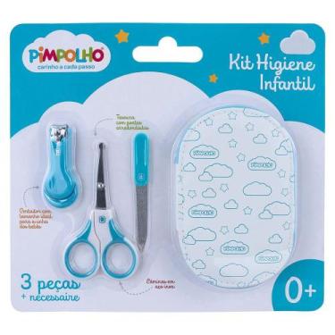 Imagem de Kit Higiene Necessaire Infantil Pimpolho 3 Peças Azul 88891