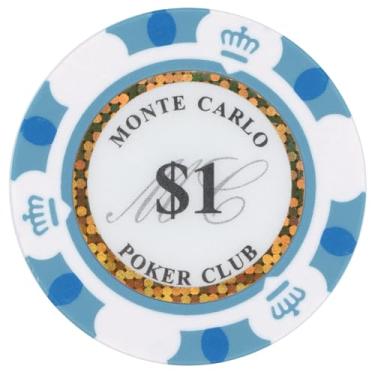 Imagem de Brybelly Monte Carlo Premium Fichas de Poker Peso Pesado 14 Gram Clay Composite – Pacote com 50 ($1 Branco)