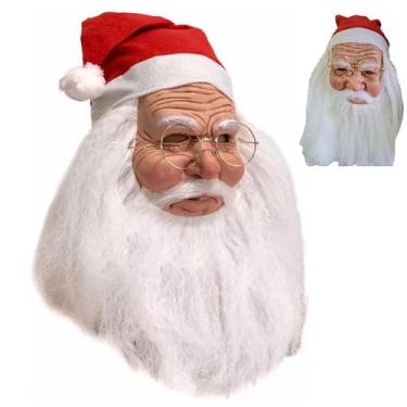 Imagem de Mascara de Papai Noel Realista Natal Fantasia Natalina Latex Oculos Ba