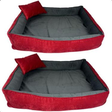 Imagem de Kit 2 Cama para Cachorro Caminha Pet Scott Travesseiro Veludo Cinza/Ve