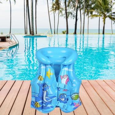 Imagem de Bóia inflável segurança para crianças bebês piscina natação ajustável flutuador cores variadas proteção solar diversão (Azul, Medio)