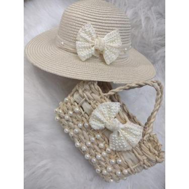 Imagem de Kit Praia Infantil De Luxo Chapéu + Bolsa - Rainha Fashion
