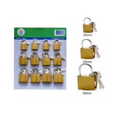 Imagem de Cadeado Variação De Tamanho 20 25 30mm Malas Portões Janela Cor Dourad