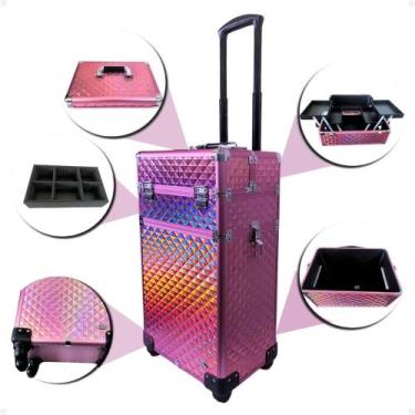 Imagem de Maleta Carrinho Rubys 2 Andares e 4 Rodinhas Rosa Fs-w1204 Mc-1 - RUBY