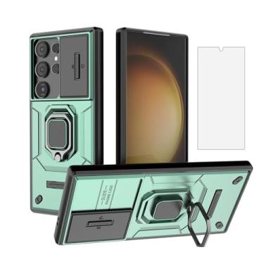 Imagem de Asuwish Capa de celular para Samsung Galaxy S24 Ultra 5G com capa deslizante para câmera de vidro temperado, suporte de anel, resistente, fina, célula protetora S24Ultra 24S S 24 24Ultra feminina