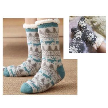 Imagem de Kit 2 Meia Pantufa Infantil: Lã Forrada com Pelúcia e Solado Antiderra