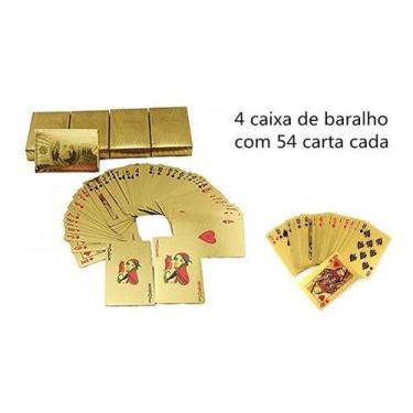 Imagem de 4 Jogos Baralho Dourado Ouro Dolar Poker Cartas Jogos P'agua - Mrvenda