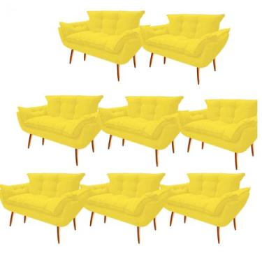 Imagem de Kit 08 Namoradeira  Decorativa  Opala Pés Palito em Madeira 2 Lugares 