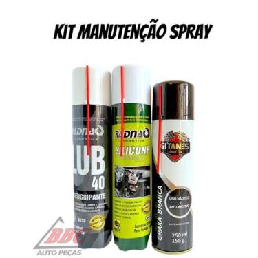 Imagem de Kit Manutenção Spray -  Lub40 300ml - Silicone Radnaq 300ml - Graxa Br