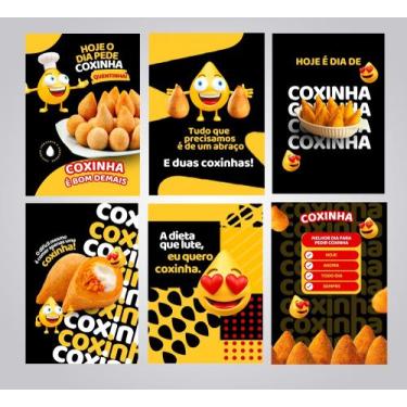 Imagem de Kit 6 Quadros Coxinha Lanchonete Salgateria Lanche 28x40cm - CAMALEÃO 
