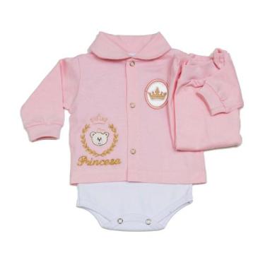 Imagem de Conjunto Pagão Bordado Príncesa Uhbebê 1202 - Cor Rosa - RN