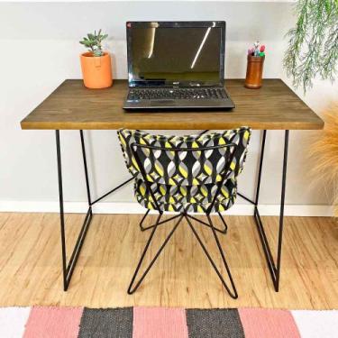 Imagem de Mesa para Escritório de Ferro e Madeira Industrial Tabaco e Preto - Ar