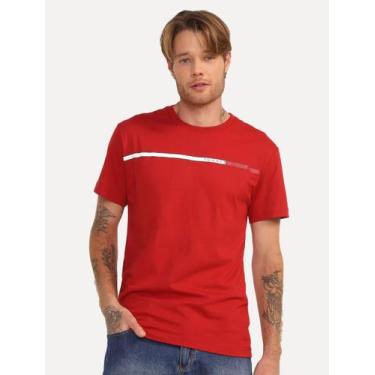 Imagem de Camiseta Tommy Hilfiger Masculina Two Tone Chest Stripe Vermelha, S/P