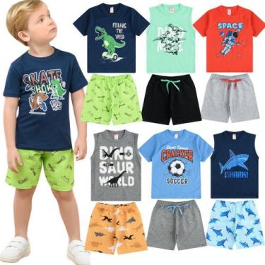 Imagem de Kit lote 4 Conjunto Regata Menino Roupa Infantil Bermuda Moletom - DDK