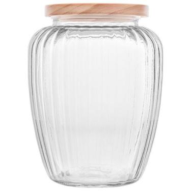 Imagem de Pote de vidro com tampa de pinus Lyor 2,4 litros - WOLFF
