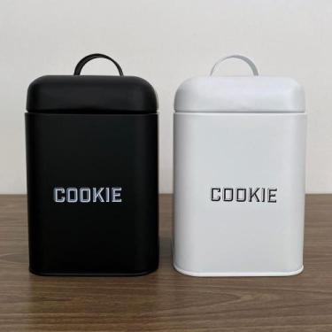 Imagem de Kit 2 Latas de Biscoitos Cookies Preta Branca Retrô - Mai Home