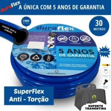 Imagem de Mangueira De Jardim Azul 30 Metros + Suporte Tramontina - Duraflex