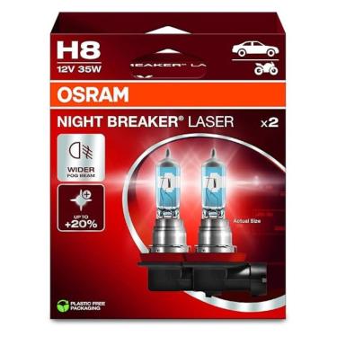 Imagem de Par Lâmpada Osram Night Breaker Laser H8 150%+luz 35w/12v