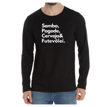 Imagem de Camiseta Manga Frase Samba pagode cerveja futevôlei - Loja Click Campu