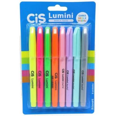 Imagem de Caneta marca texto cis lumini 8 cores blister sertic