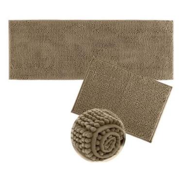 Imagem de Kit Tapete Bolinha Passadeira Antiderrapante - Bege - Corttex