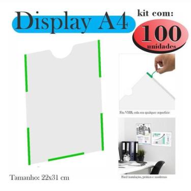 Imagem de 100 Display A4 Expositor Porta Folha Quadro Aviso Parede Pet - Indústr